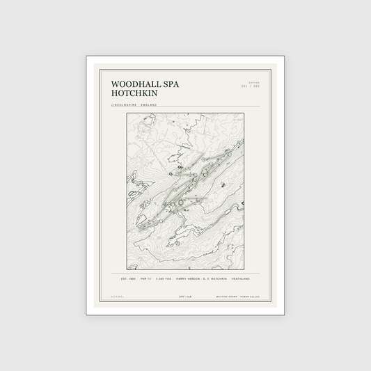 Woodhall Spa Hotchkin Golf Course Print | Topographic Map Wall Art