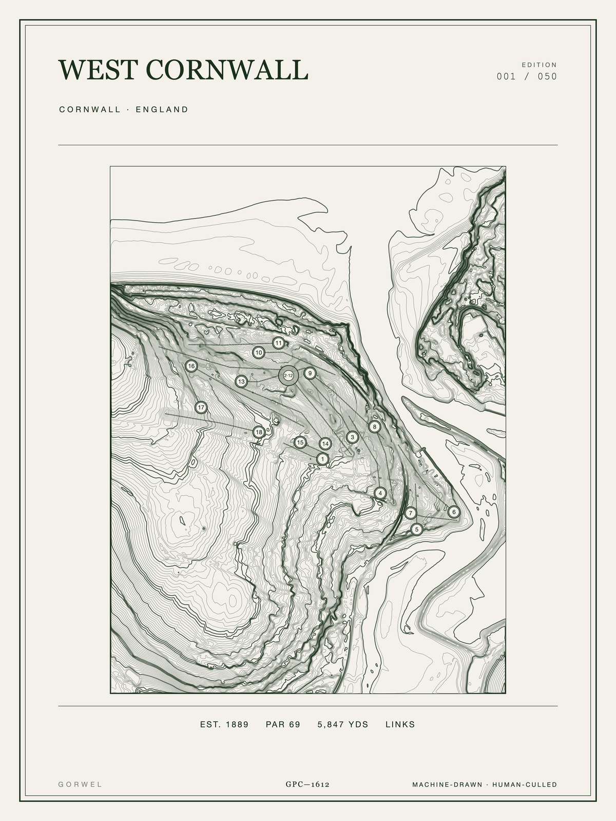 West Cornwall Golf Course Print | Topographic Map Wall Art
