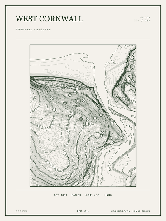 West Cornwall Golf Course Print | Topographic Map Wall Art