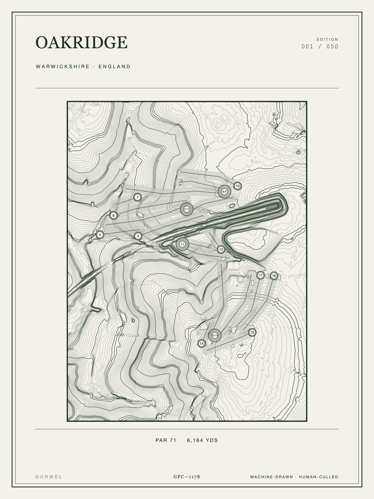 Oakridge Golf Course Print | Topographic Map Wall Art