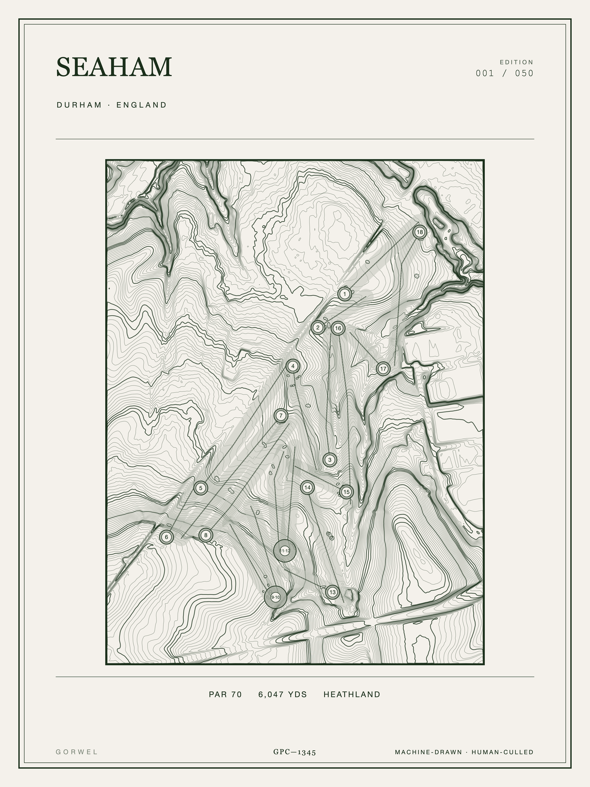 Seaham Golf Course Print | Topographic Map Wall Art