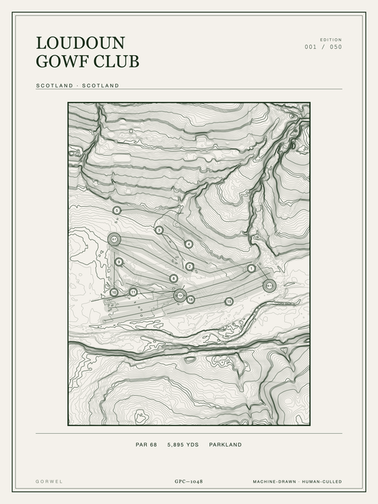 Loudoun Gowf Club Golf Course Print | Topographic Map Wall Art