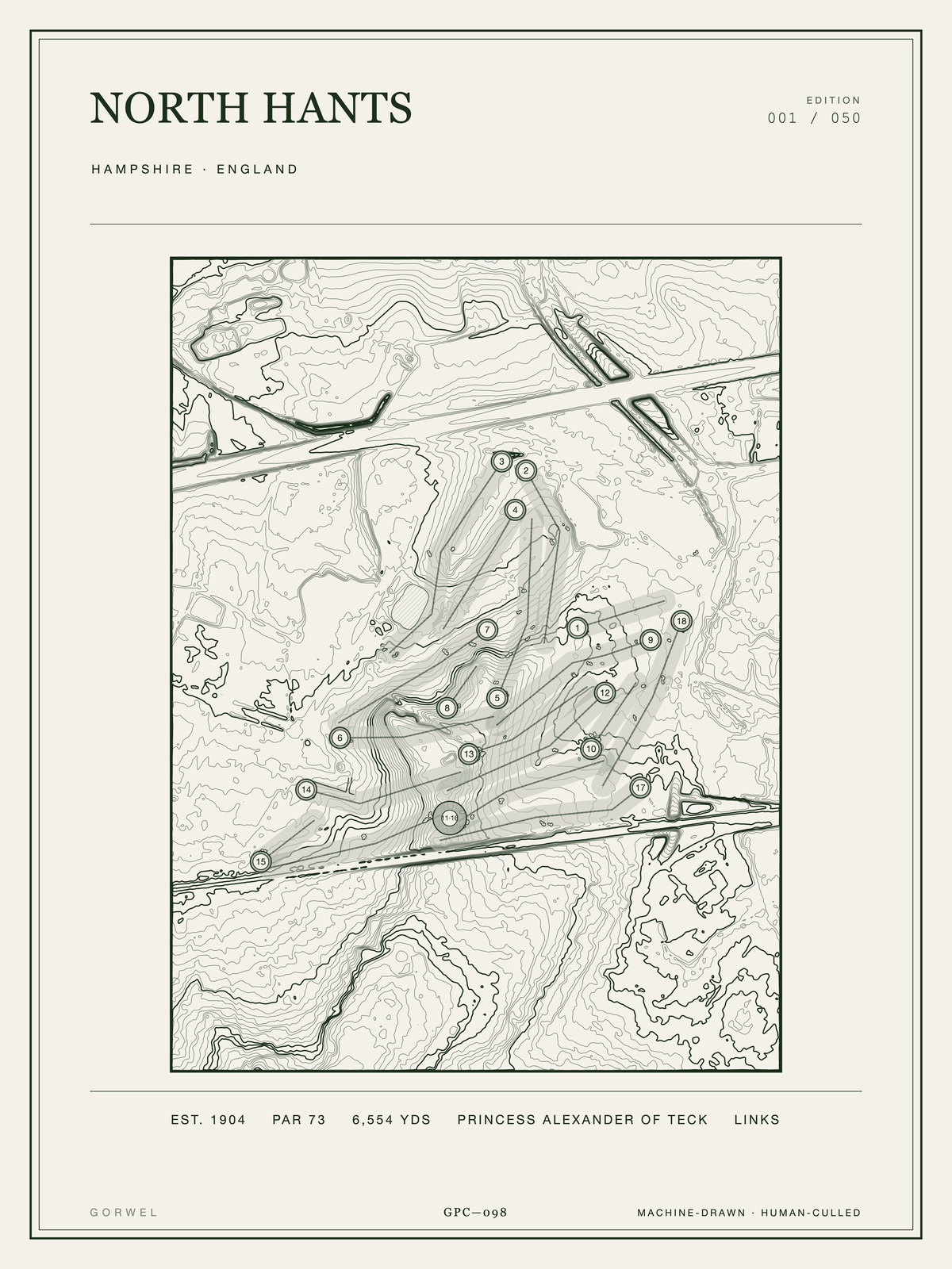 North Hants Golf Course Print | Topographic Map Wall Art