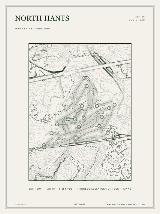 North Hants Golf Course Print | Topographic Map Wall Art