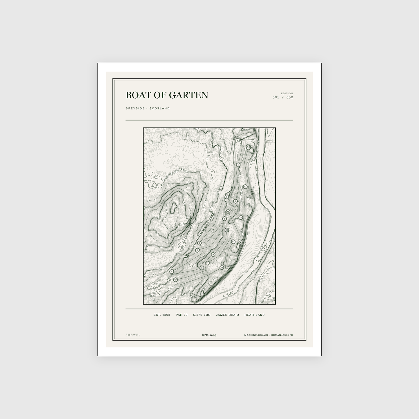Boat Of Garten Golf Course Print | Topographic Map Wall Art