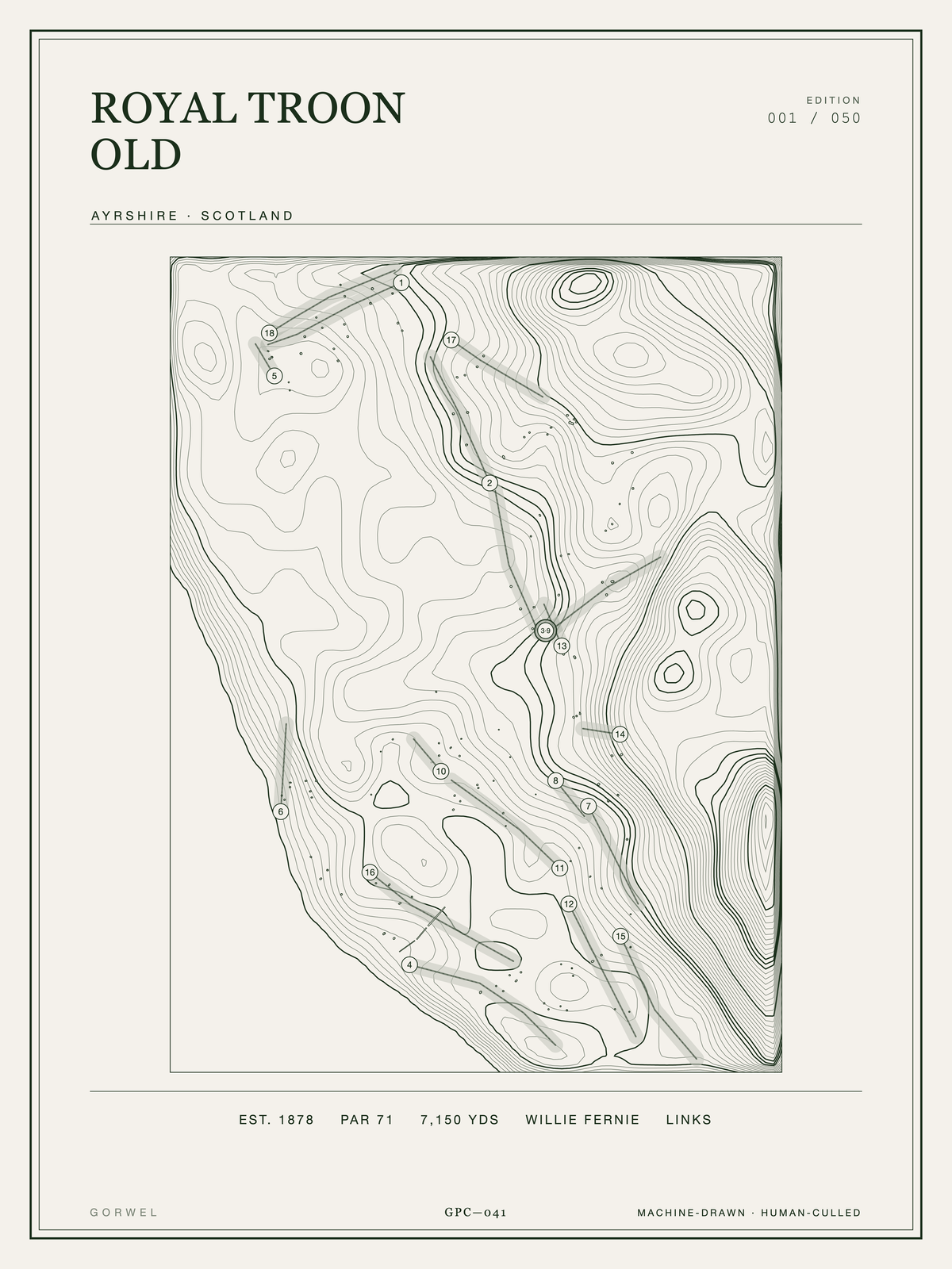 Royal Troon Old Golf Course Print | Topographic Map Wall Art