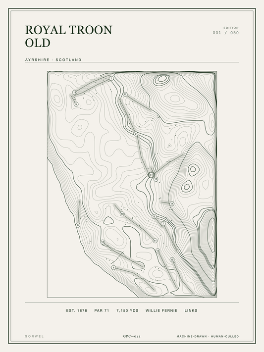 Royal Troon Old Golf Course Print | Topographic Map Wall Art