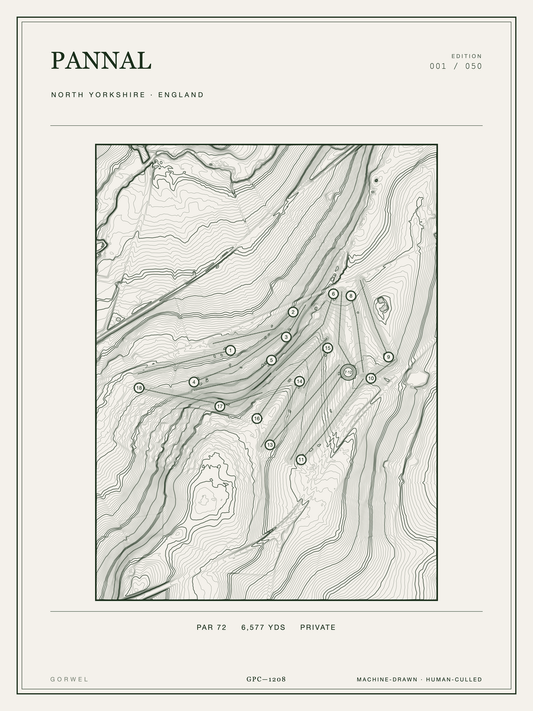 Pannal Golf Course Print | Topographic Map Wall Art