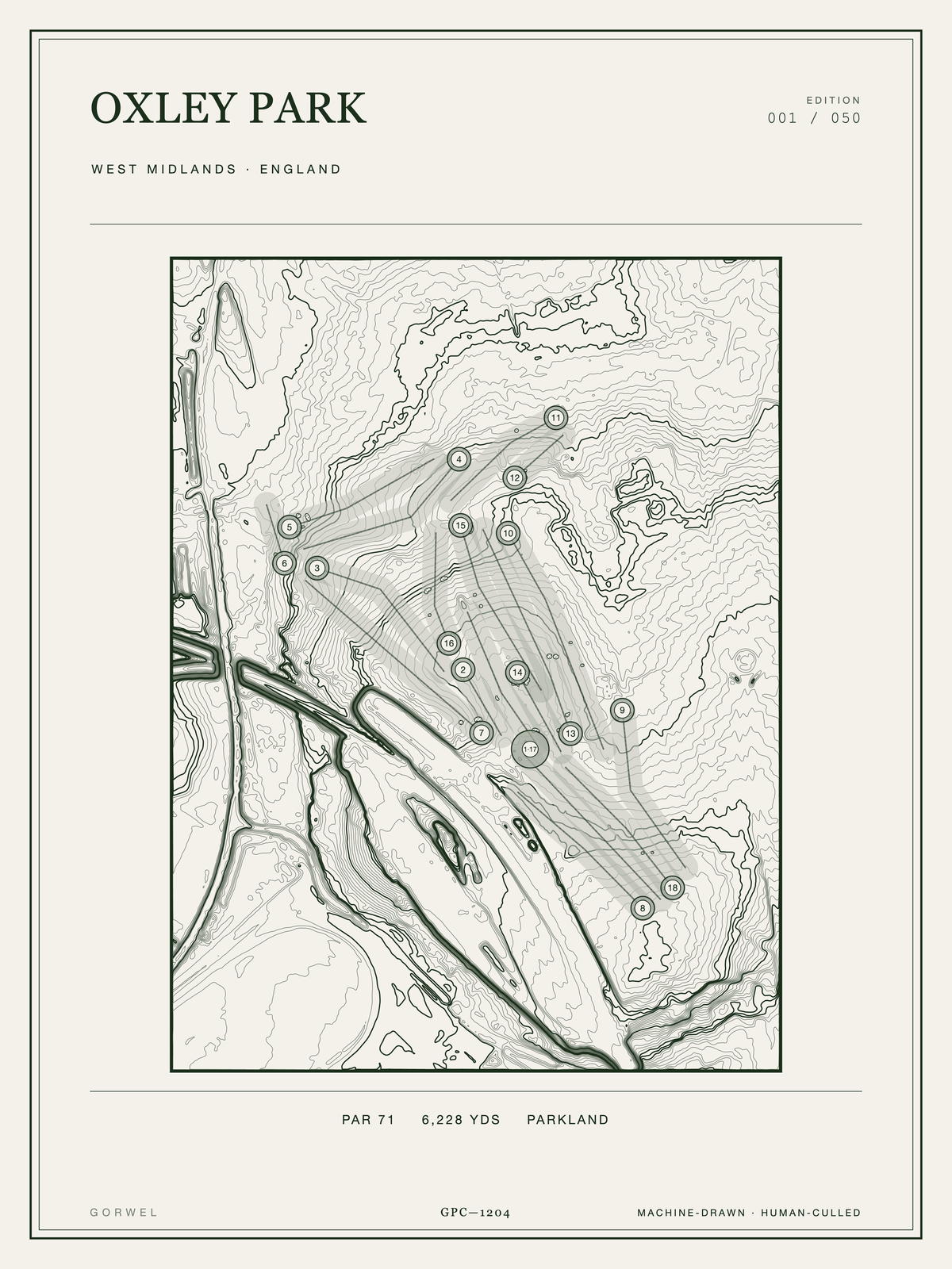 Oxley Park Golf Course Print | Topographic Map Wall Art