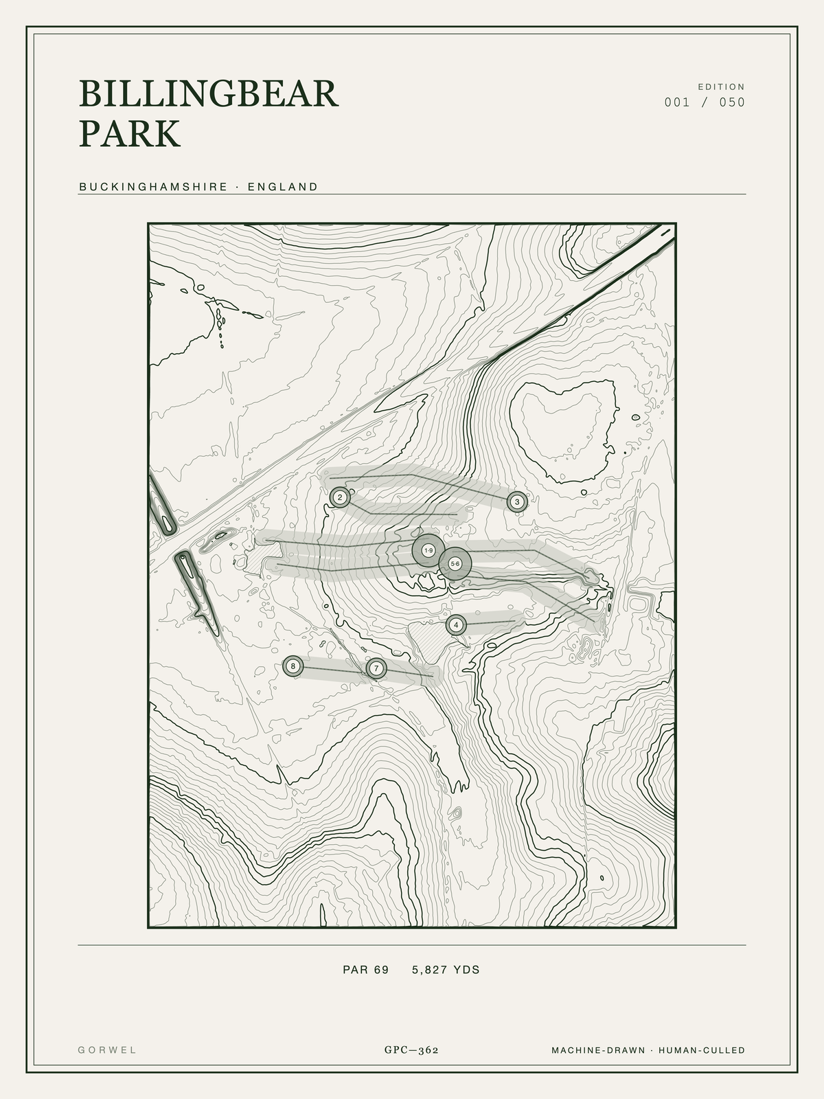 Billingbear Park Golf Course Print | Topographic Map Wall Art