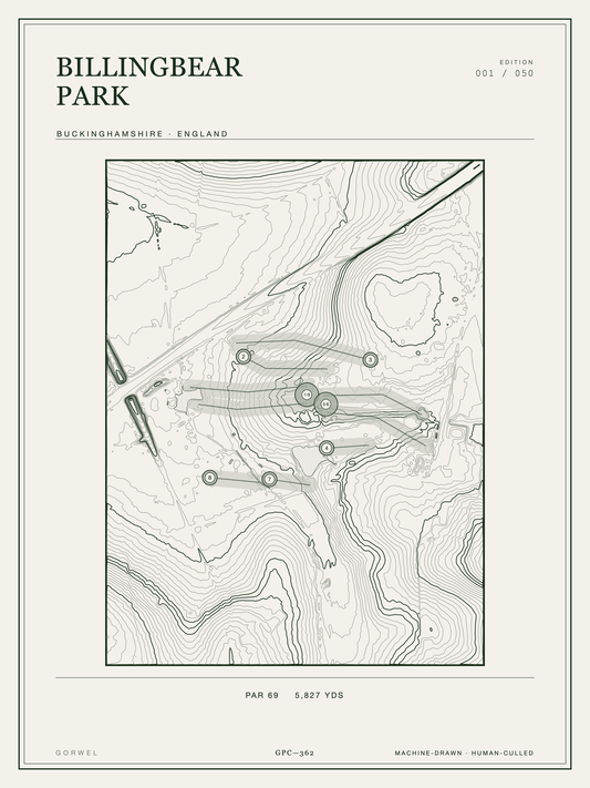 Billingbear Park Golf Course Print | Topographic Map Wall Art