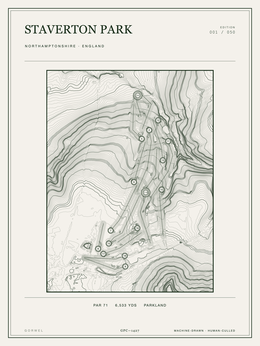 Staverton Park Golf Course Print | Topographic Map Wall Art