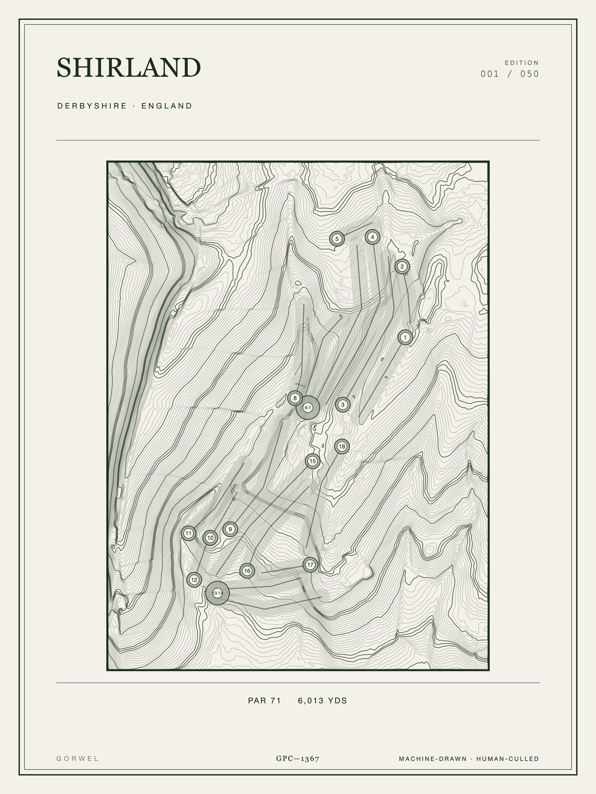 Shirland Golf Course Print | Topographic Map Wall Art