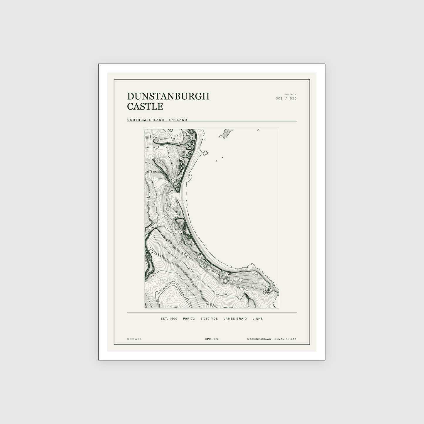Dunstanburgh Castle Golf Course Print | Topographic Map Wall Art