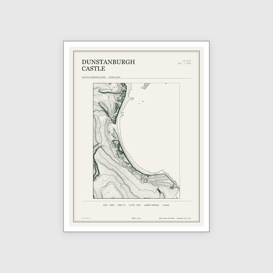 Dunstanburgh Castle Golf Course Print | Topographic Map Wall Art