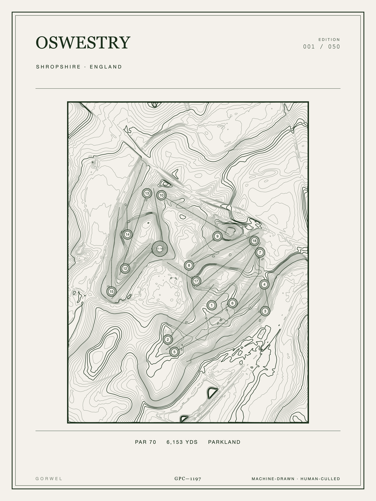 Oswestry Golf Course Print | Topographic Map Wall Art