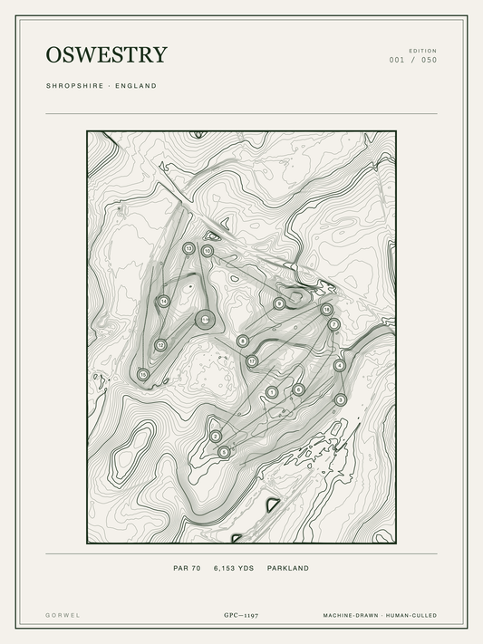 Oswestry Golf Course Print | Topographic Map Wall Art