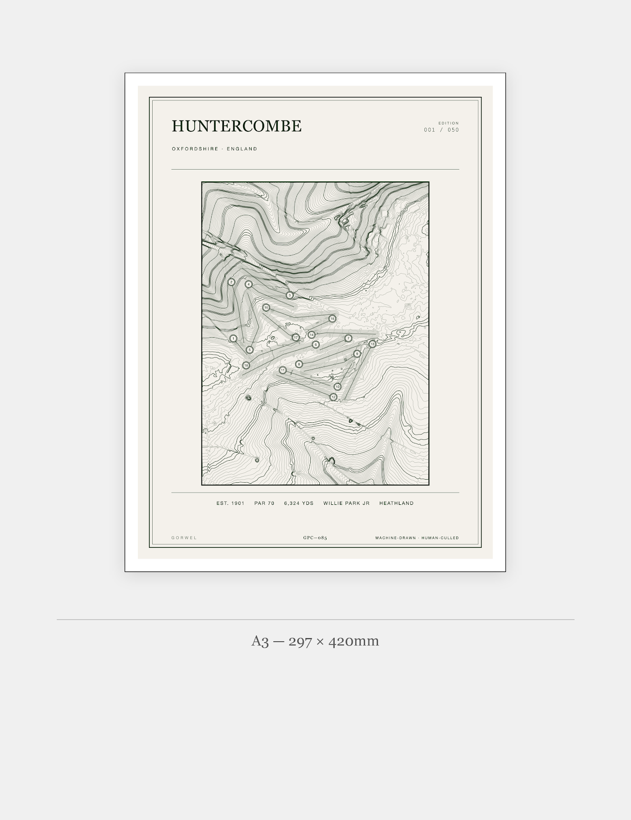 Huntercombe Golf Course Print | Topographic Map Wall Art