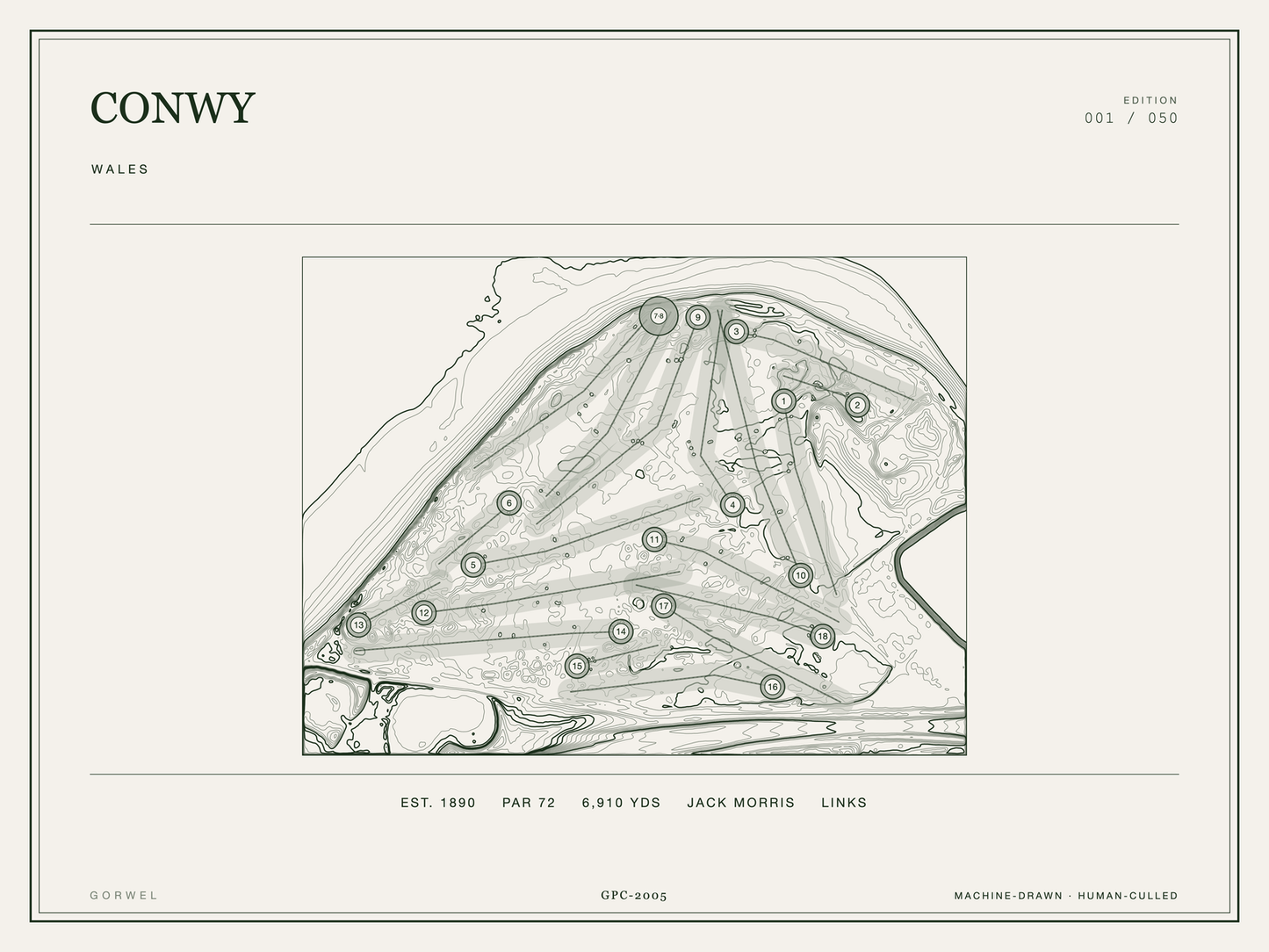 Conwy Golf Course Print | Topographic Map Wall Art