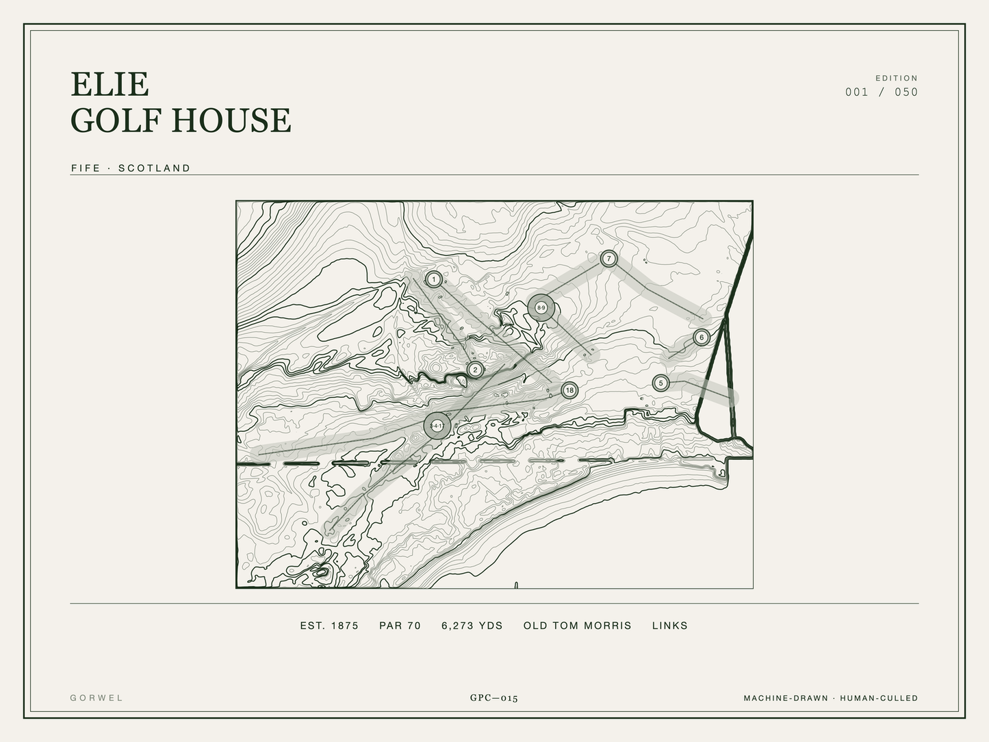 Elie Golf House Golf Course Print | Topographic Map Wall Art
