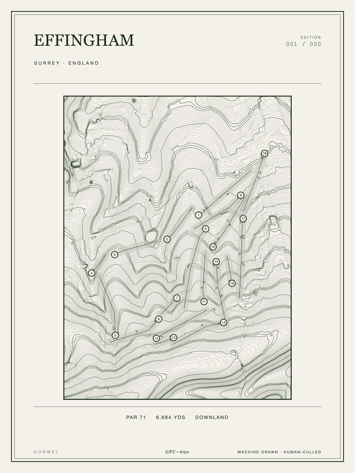 Effingham Golf Course Print | Topographic Map Wall Art