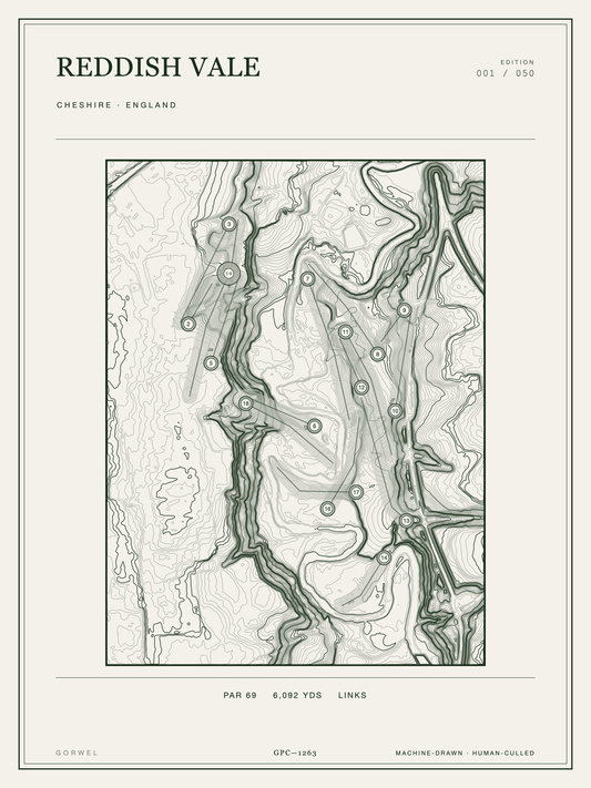 Reddish Vale Golf Course Print | Topographic Map Wall Art