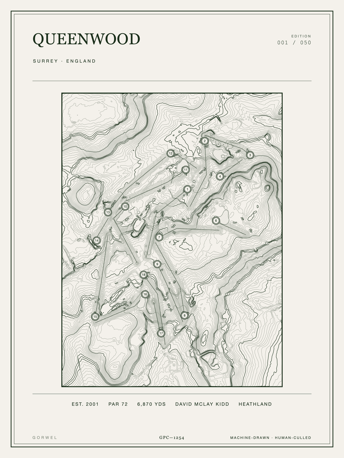Queenwood Golf Course Print | Topographic Map Wall Art