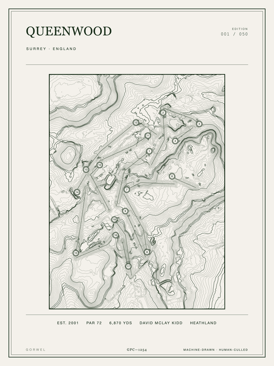 Queenwood Golf Course Print | Topographic Map Wall Art