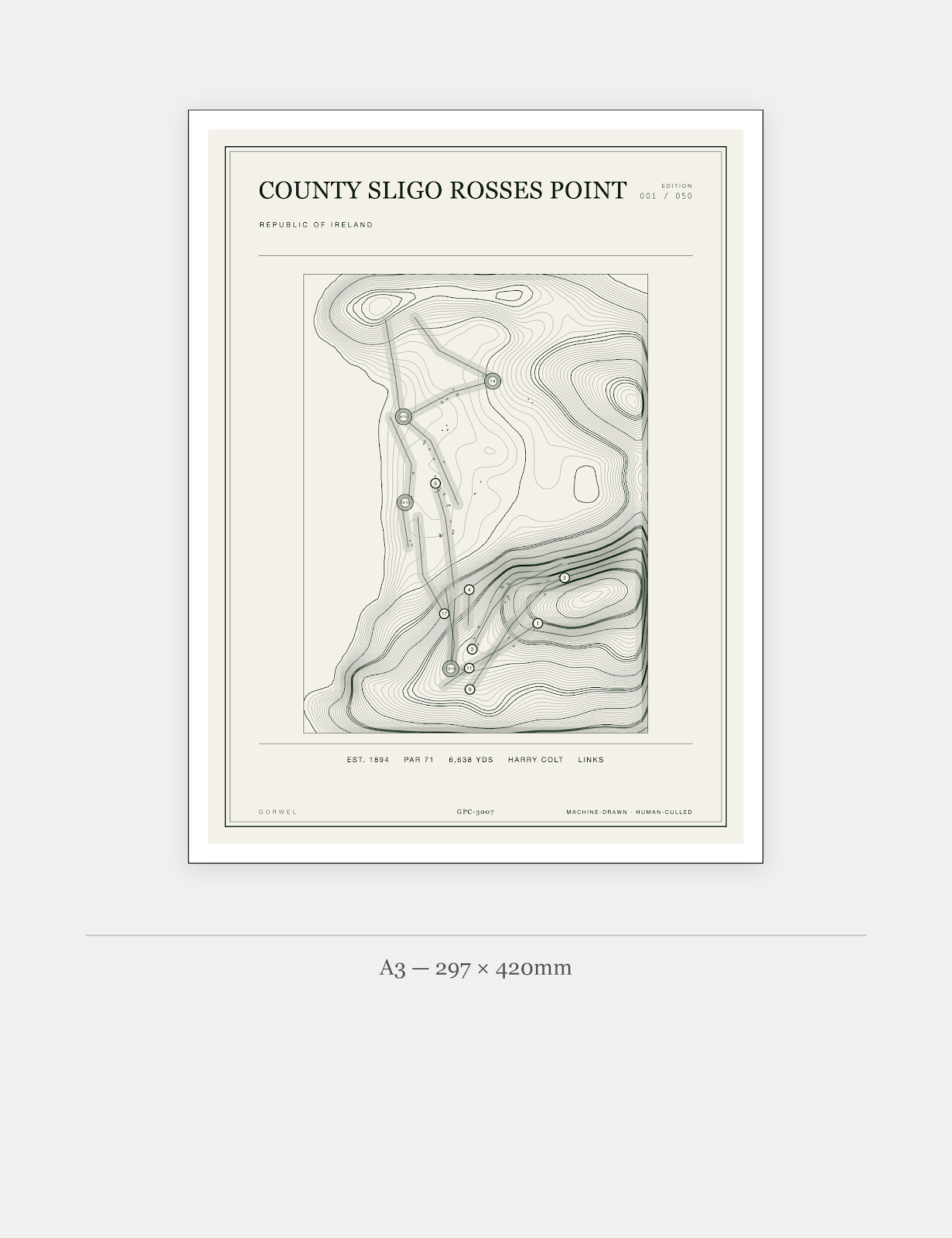 County Sligo Rosses Point Golf Course Print | Topographic Map Wall Art