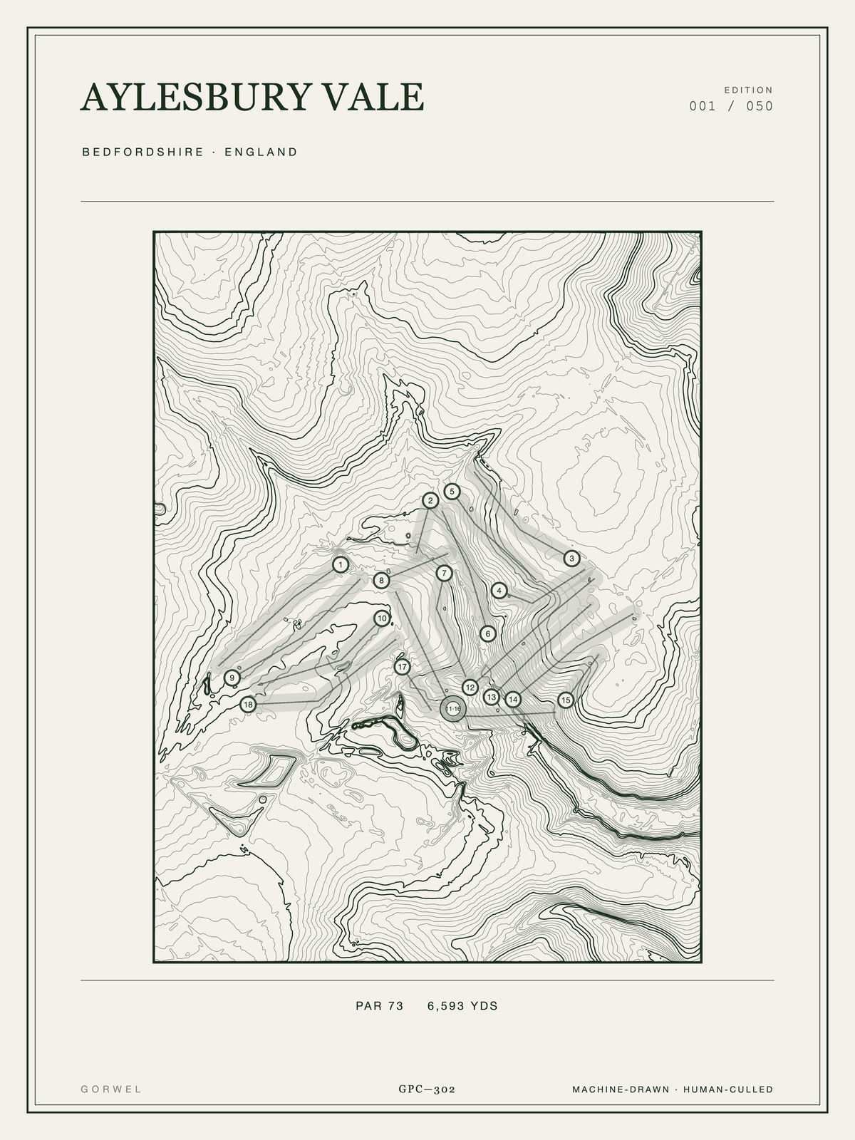 Aylesbury Vale Golf Course Print | Topographic Map Wall Art