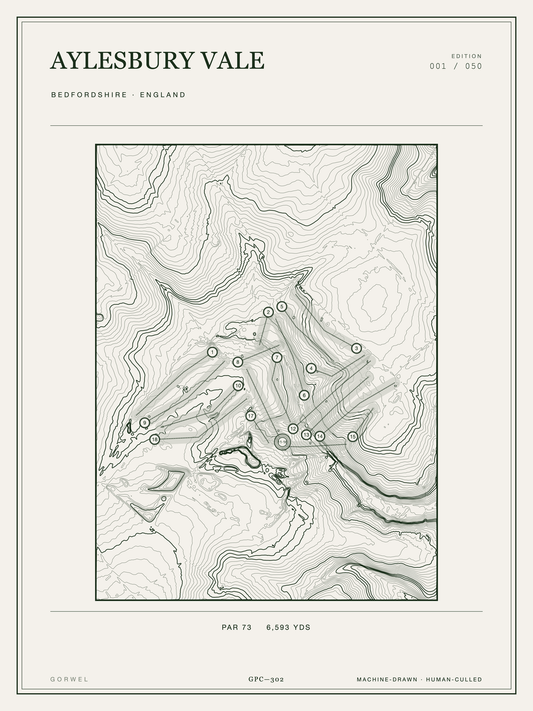 Aylesbury Vale Golf Course Print | Topographic Map Wall Art