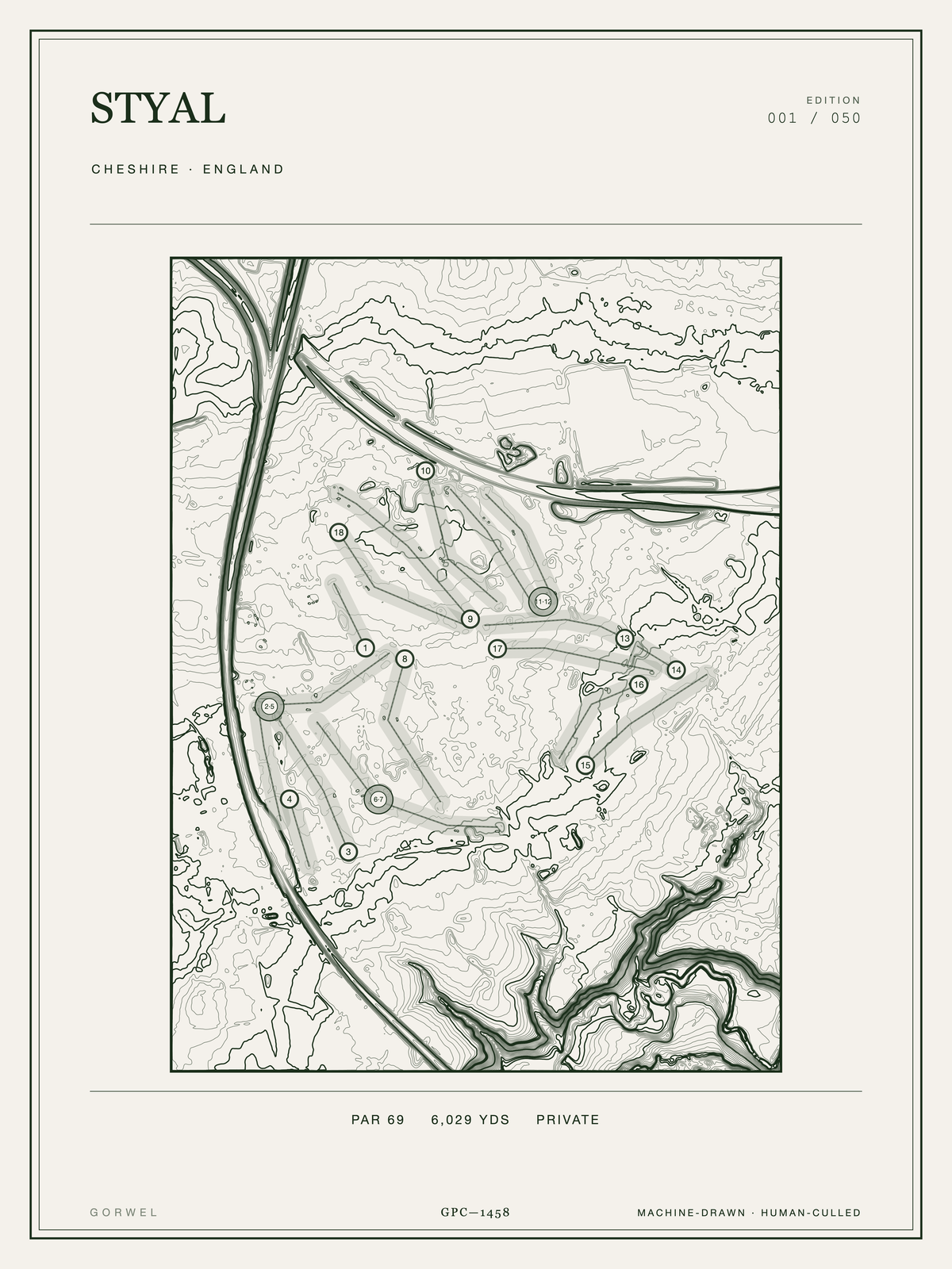 Styal Golf Course Print | Topographic Map Wall Art