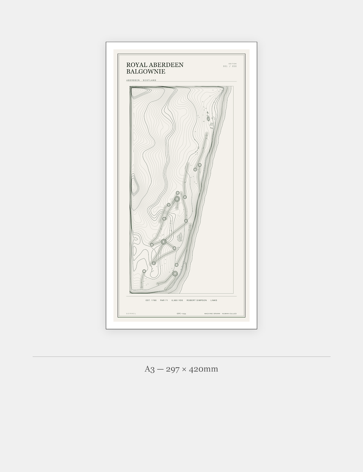 Royal Aberdeen Balgownie Golf Course Print | Topographic Map Wall Art