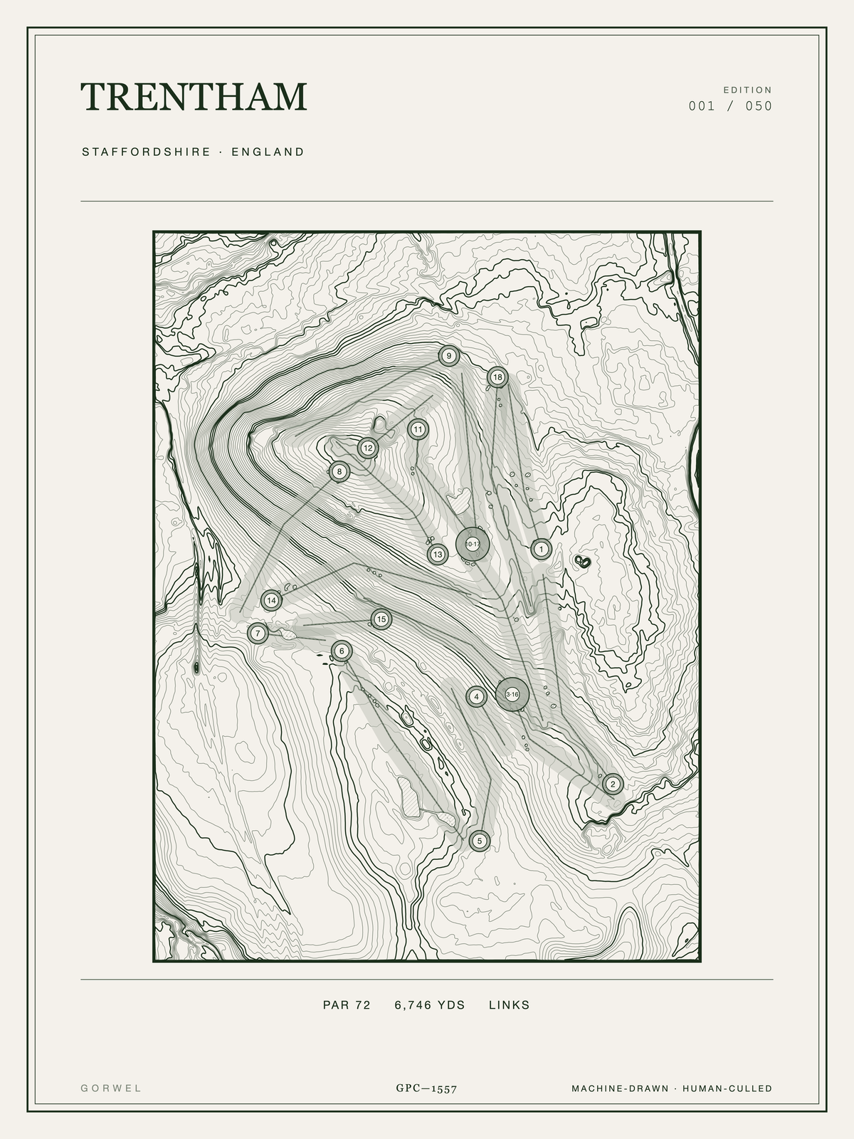 Trentham Golf Course Print | Topographic Map Wall Art