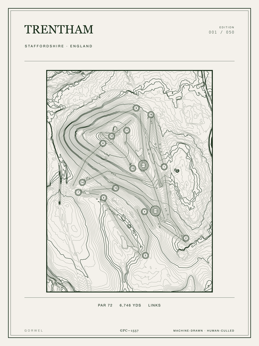 Trentham Golf Course Print | Topographic Map Wall Art