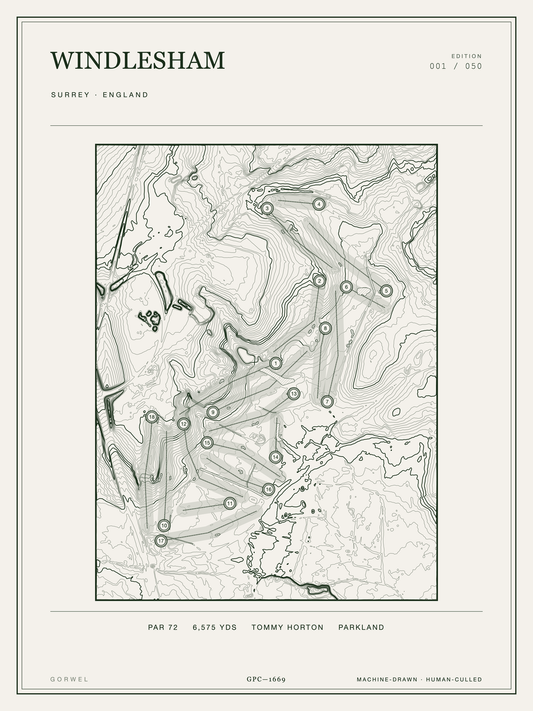 Windlesham Golf Course Print | Topographic Map Wall Art