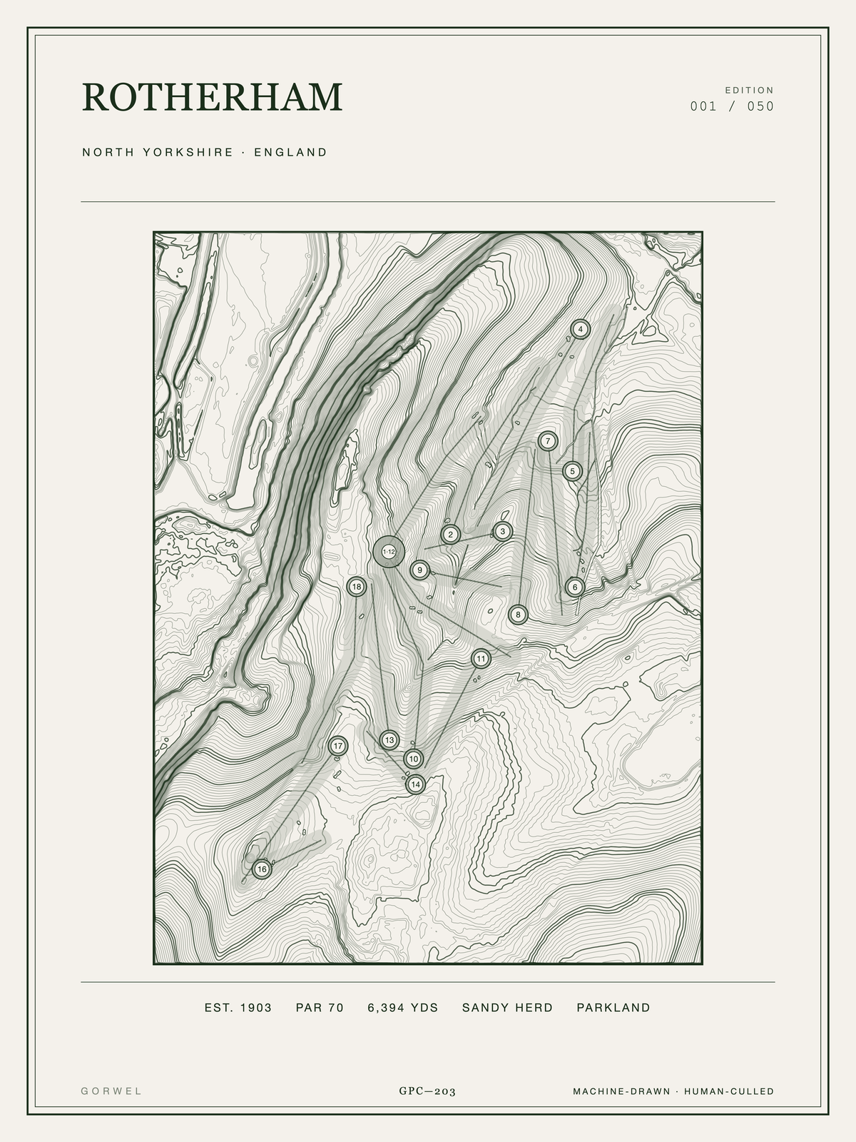 Rotherham Golf Course Print | Topographic Map Wall Art