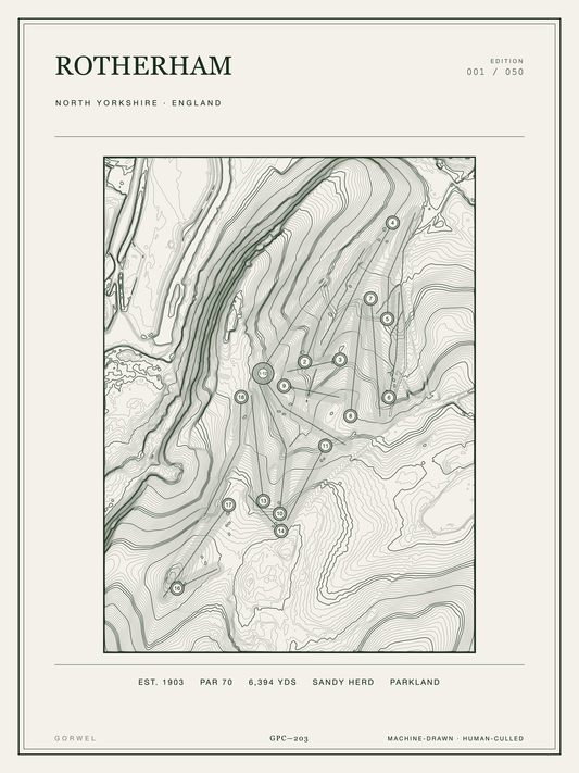 Rotherham Golf Course Print | Topographic Map Wall Art
