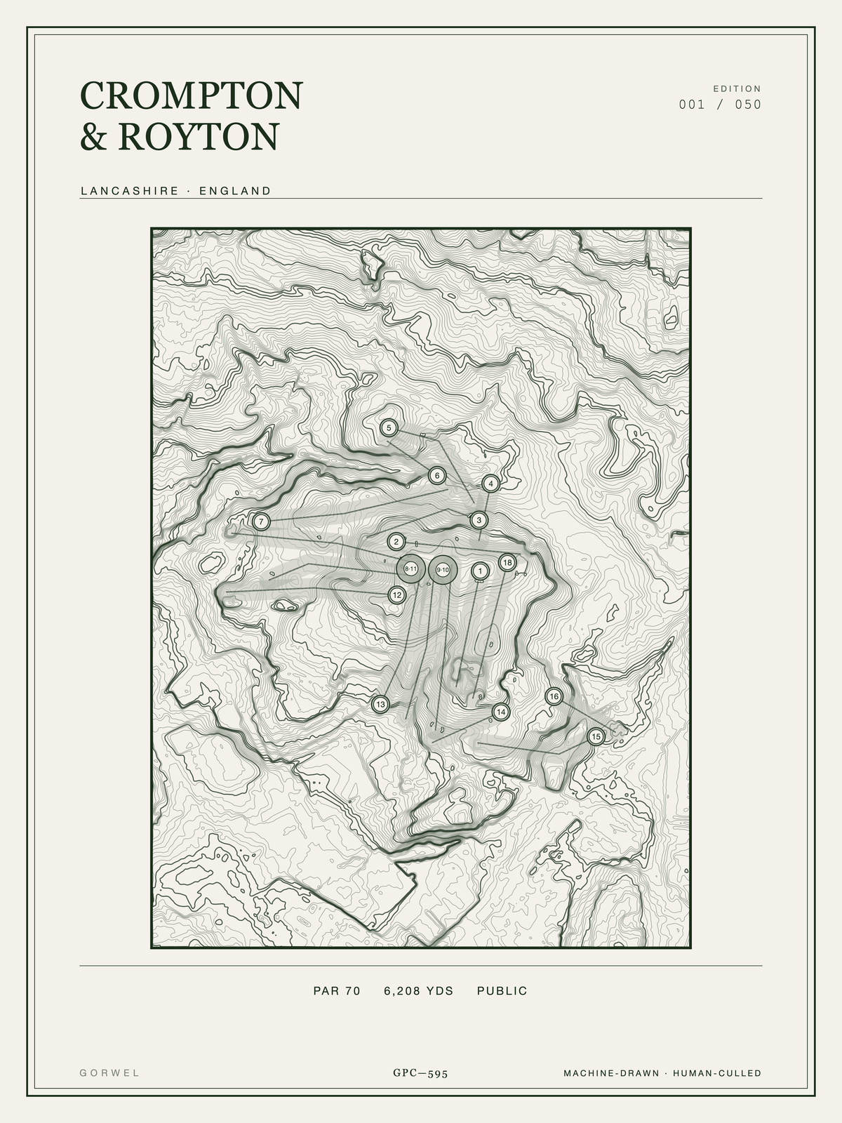 Crompton & Royton Golf Course Print | Topographic Map Wall Art