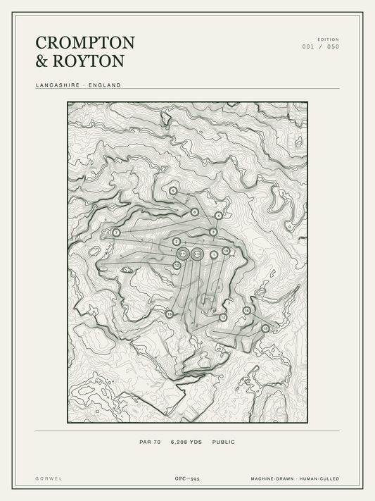 Crompton & Royton Golf Course Print | Topographic Map Wall Art