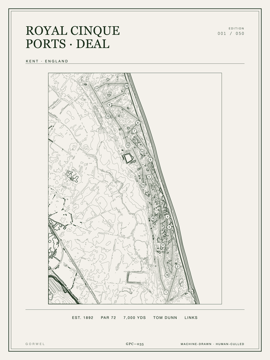 Royal Cinque Ports · Deal Golf Course Print | Topographic Map Wall Art