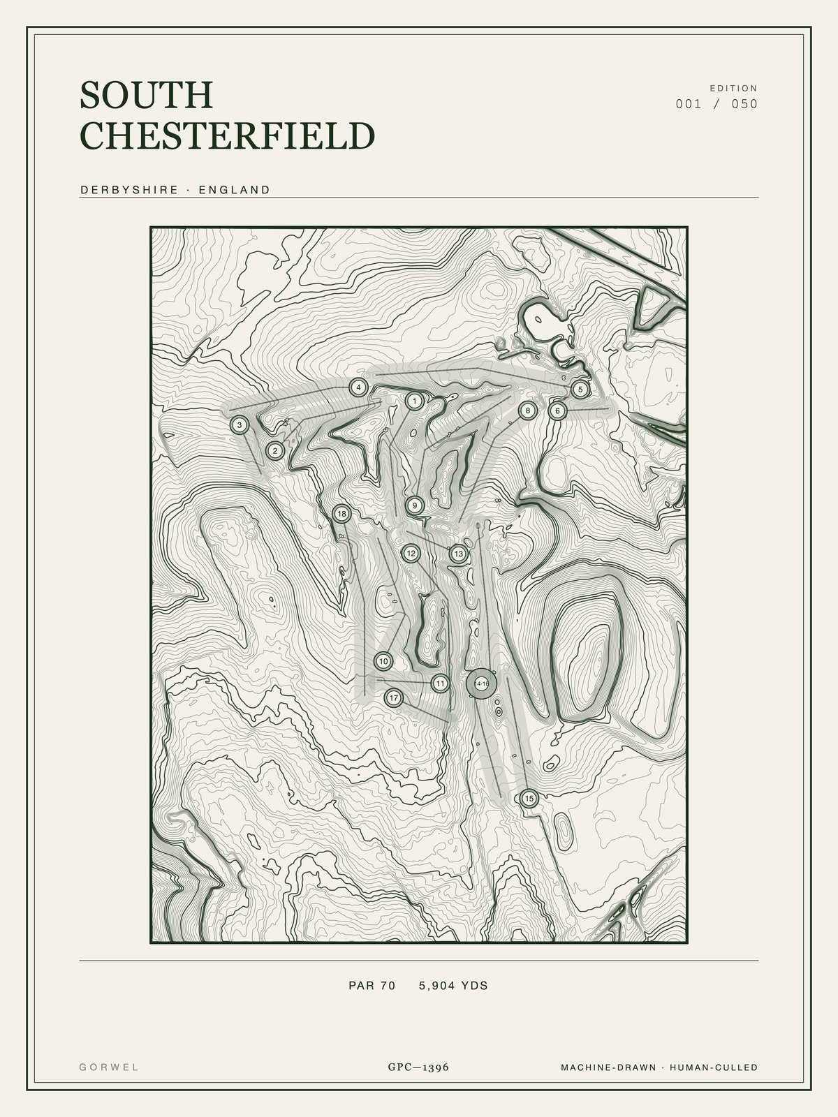 South Chesterfield Golf Course Print | Topographic Map Wall Art