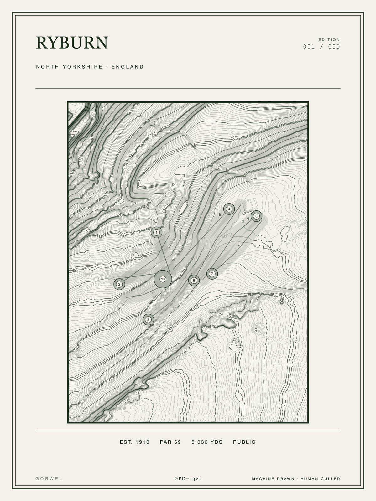 Ryburn Golf Course Print | Topographic Map Wall Art