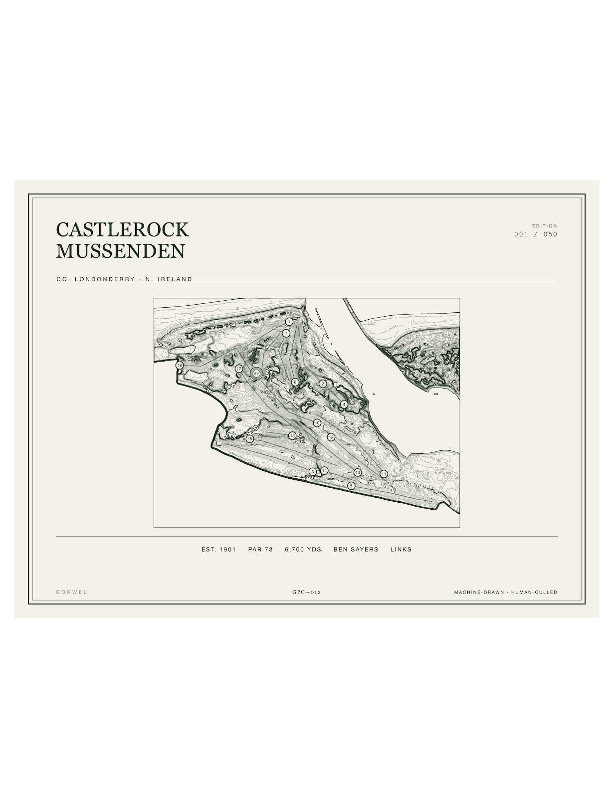 Castlerock Mussenden Golf Course Print | Topographic Map Wall Art