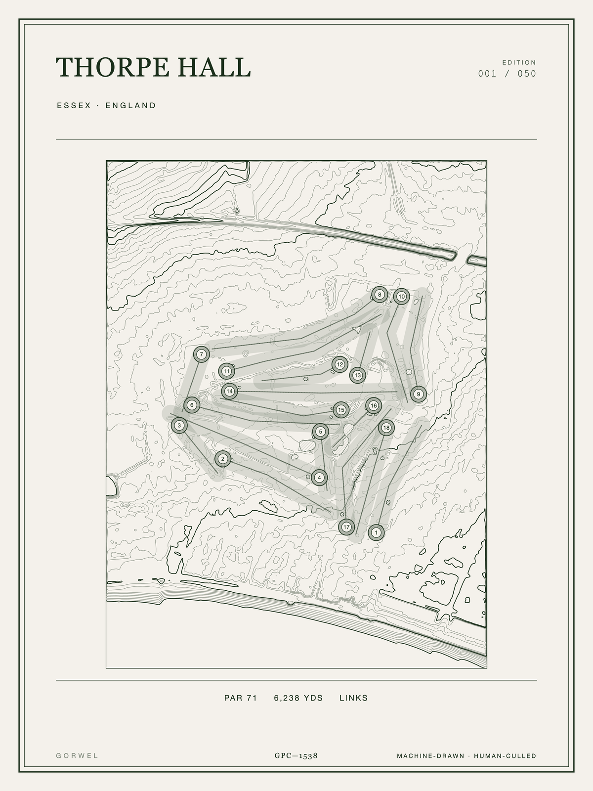 Thorpe Hall Golf Course Print | Topographic Map Wall Art