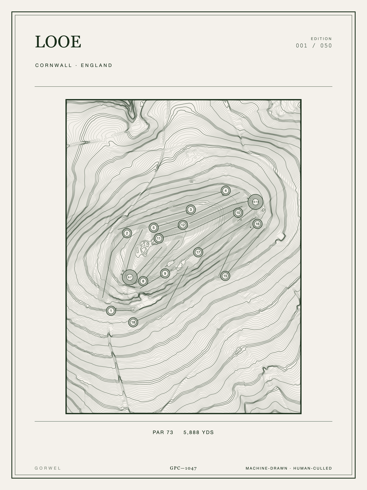 Looe Golf Course Print | Topographic Map Wall Art