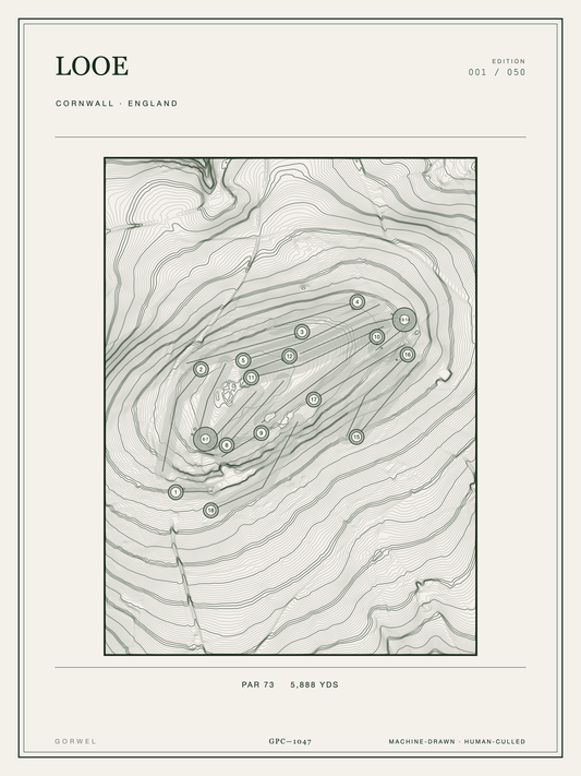Looe Golf Course Print | Topographic Map Wall Art