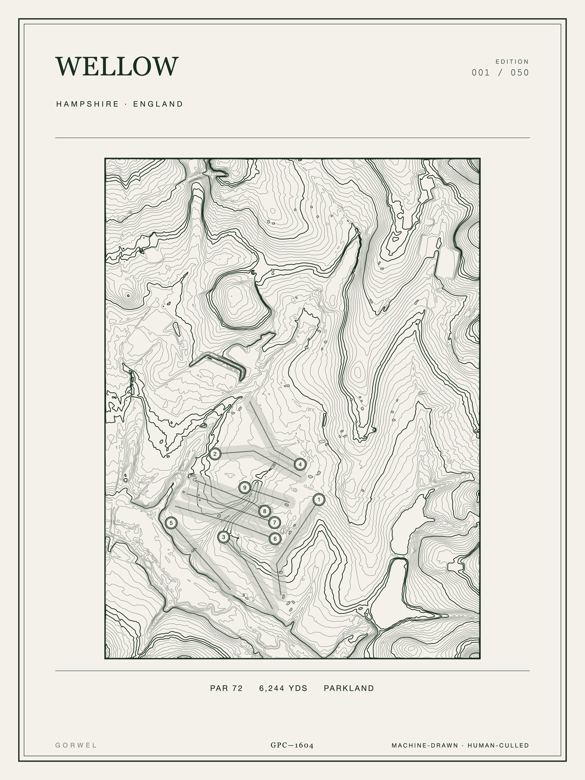 Wellow Golf Course Print | Topographic Map Wall Art