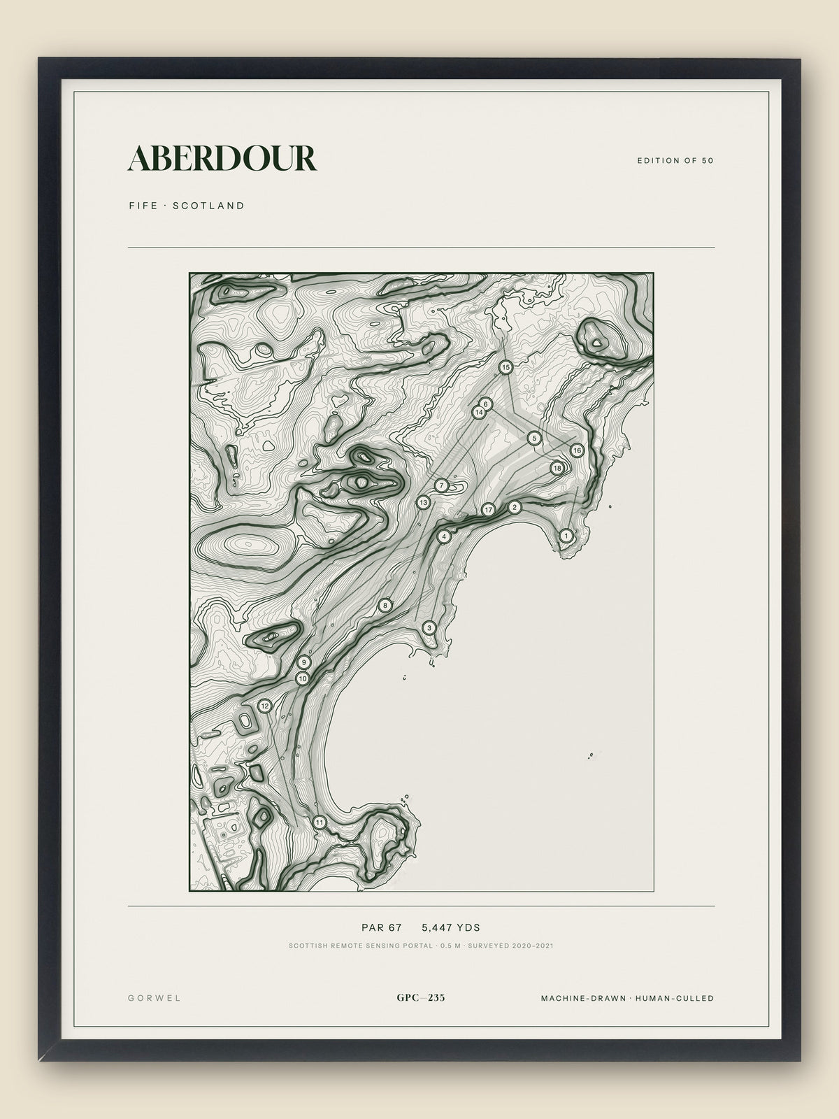 Aberdour topographic golf course print — catalogue plate — Gorwel Print Co