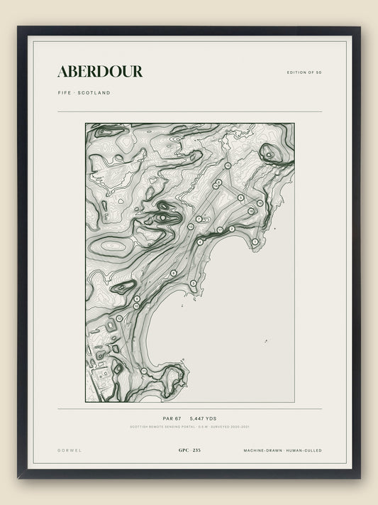 Aberdour topographic golf course print — catalogue plate — Gorwel Print Co